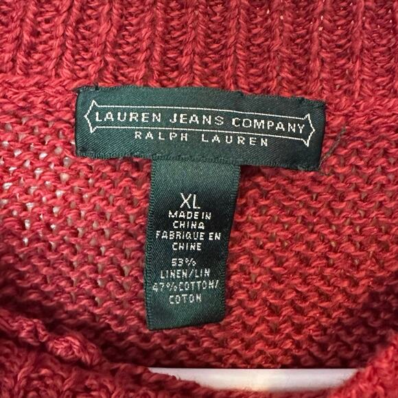 Ralph Lauren Jeans Company Pullover Linen Cotton Blend Sweater Size XL Red - Picture 5 of 7